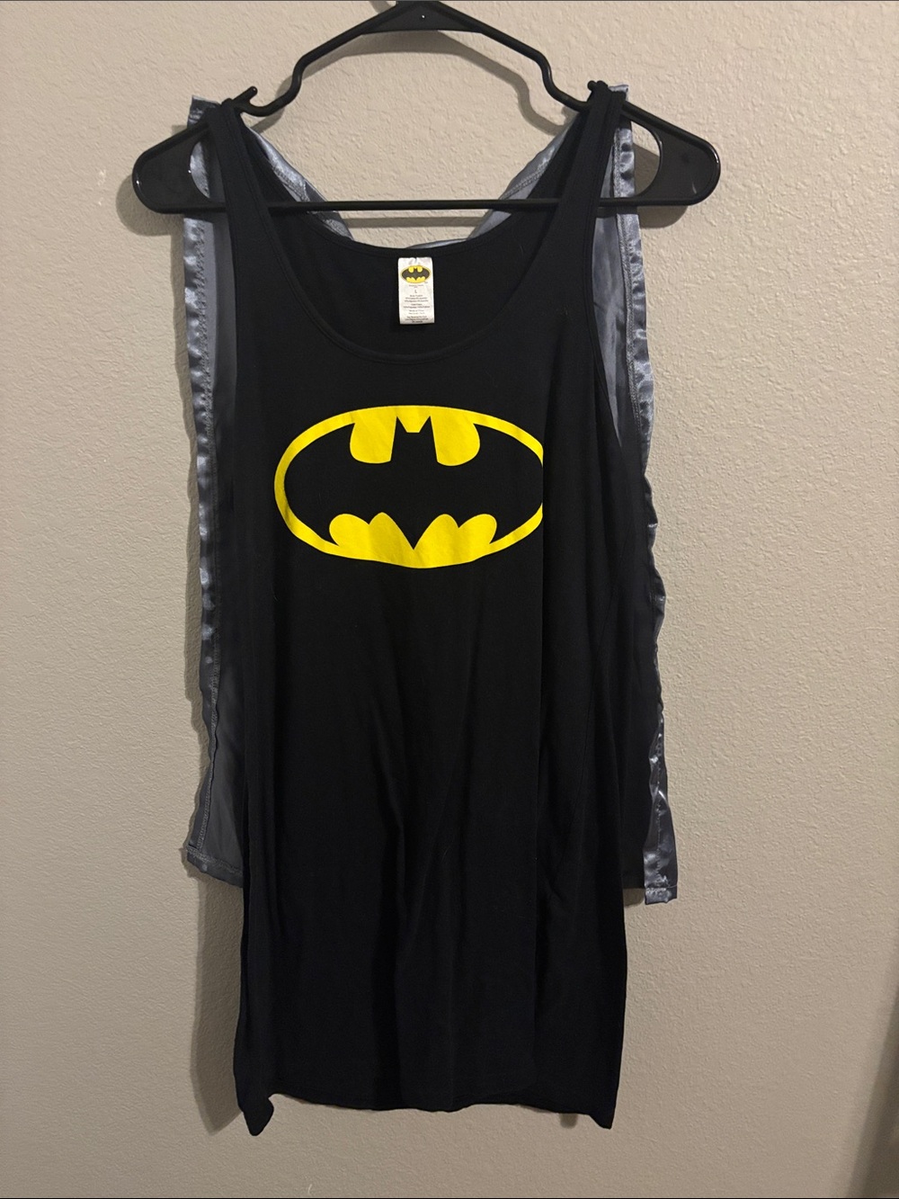 Batman Logo Black Tank Mini Dress with Yellow Emblem
